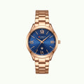 Montre Curren blanche cadran bleu nuit bracelet or rose et date