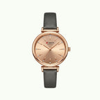 Montre Curren blanche cadran or rose strass bracelet cuir gris