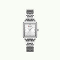 Montre Curren blanche carrée argent avec lunette strass