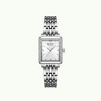 Montre Curren blanche carrée argent avec lunette strass