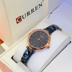 Montre Curren blanche navy blue – boîtier or rose 