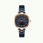 Montre Curren blanche navy blue – boîtier or rose 