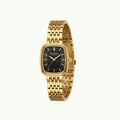 Montre Curren blanche or cadran noir texturé et cristal baguette