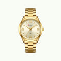 Montre Curren blanche or champagne  chiffres romains et date
