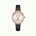 Montre Curren blanche or rose cadran floral et bracelet cuir noir