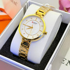 Montre Curren blanche strass – bracelet doré et cadran blanc