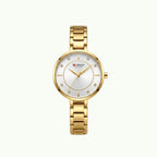 Montre Curren blanche strass – bracelet doré et cadran blanc