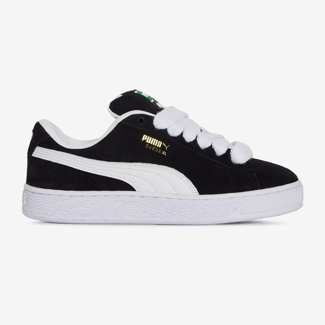 Puma Suede XL noir et blanc - Sneaker streetwear iconique en daim avec bande blanche signature et semelle épaisse, style urbain tendance