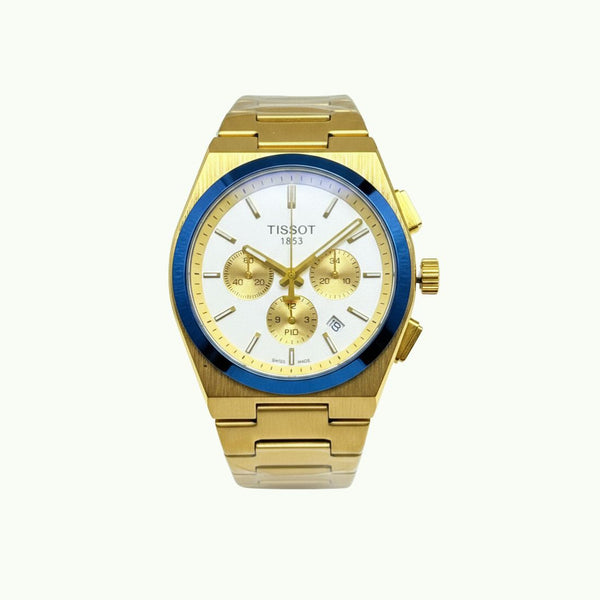 Tissot PRX chronographe or et cadran blanc