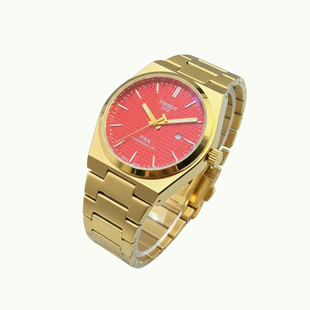 Tissot PRX powermatic 80 or et cadran rouge