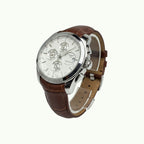 Tissot couturier chronographe acier et bracelet cuir croco brun
