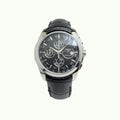 Tissot couturier chronographe acier et cadran noir et bracelet cuir croco noir